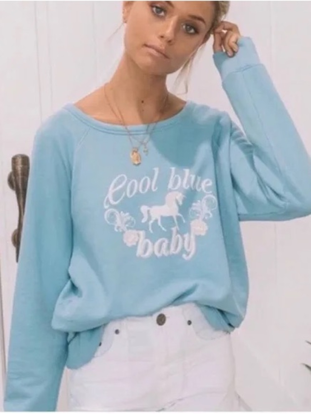 NWT Spell & The Gypsy Collective cool blue baby jumper